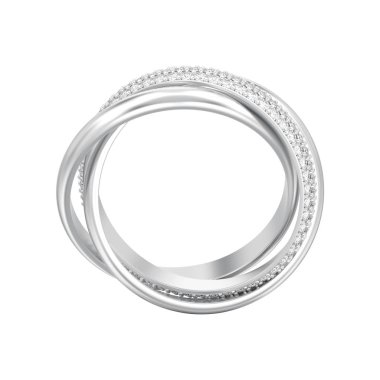 3D illüstrasyon izole beyaz altın veya gümüş dekoratif üç tek elmas yüzük beyaz bir arka plan üzerinde kapalı