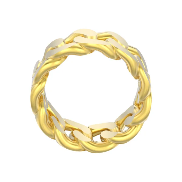 Απεικόνιση Απομονωμένες Κίτρινο Χρυσό Αλυσίδα Διακοσμητικό Δαχτυλίδι Λευκό Φόντο — Φωτογραφία Αρχείου