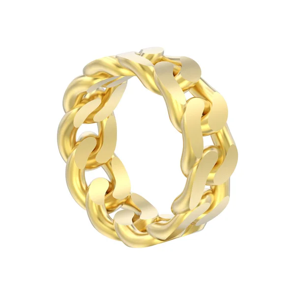 Illustration Isoleret Gult Guld Dekorative Kæde Ring Hvid Baggrund - Stock-foto