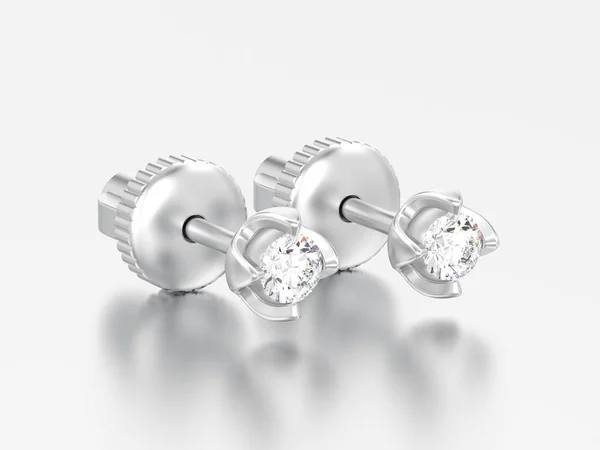 Illustration Deux Diamants Blanc Argent Vissent Des Boucles Oreilles Argent — Photo