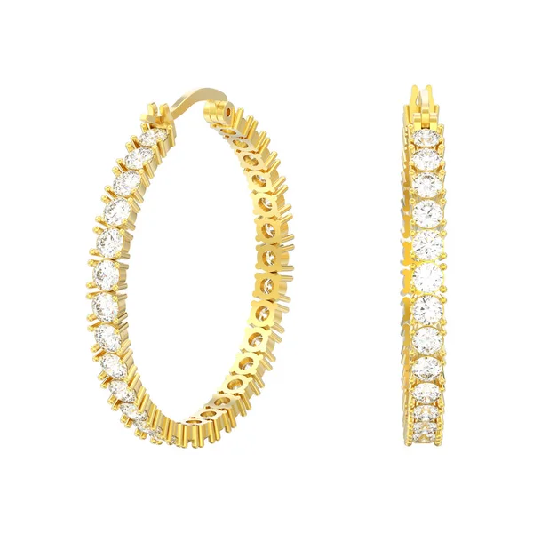 Ilustración Pendientes Diamantes Decorativos Oro Amarillo Aislados Con Cerradura Abisagrada — Foto de Stock