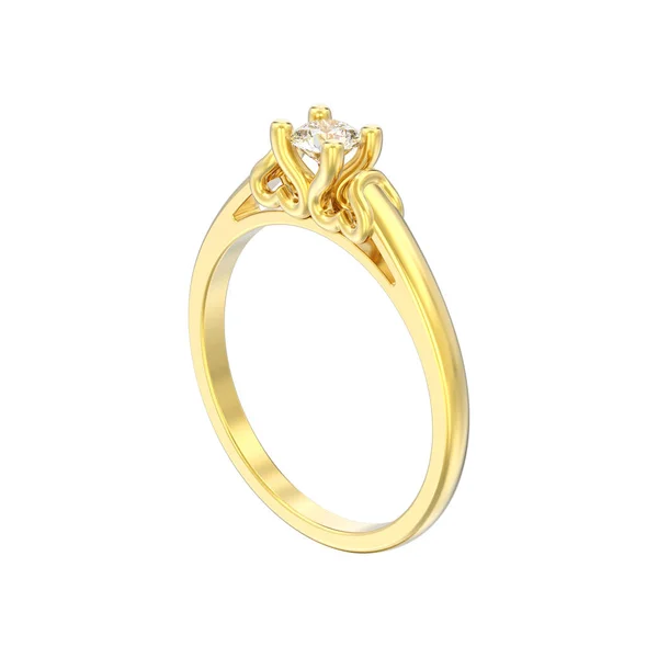 白地に中心部の突起を持つ の図の黄色金ソリティアは分離結婚式ダイヤの指輪 — ストック写真