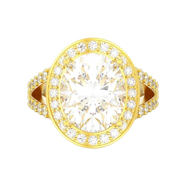 3D illüstrasyon izole sarı solitaire dekoratif elmas alyans beyaz bir arka plan üzerinde