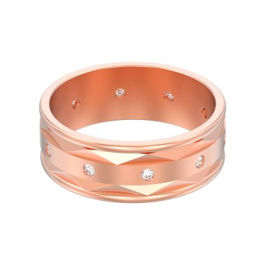 3D illüstrasyon izole kırmızı gül altın modern nişan düğün elmas yüzük beyaz bir arka plan üzerinde