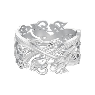 3D illüstrasyon izole beyaz altın ve gümüş alyans benzersiz Alyans beyaz bir arka plan üzerinde