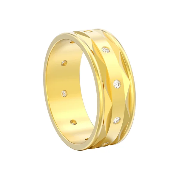 Illusztráció Elszigetelt Sárga Arany Modern Esküvői Gyémánt Jegygyűrűt Fehér Háttér — Stock Fotó