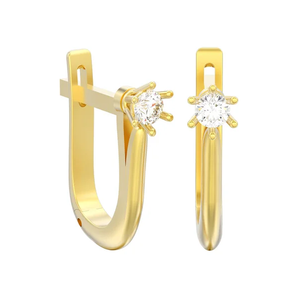 插图孤立的黄色黄金钻石纸牌耳环 铰链锁在白色背景上 — 图库照片