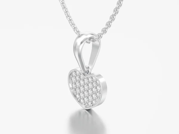 Иллюстрация Ювелирные Изделия Белого Золота Серебра Алмазное Сердце Ожерелье Цепи — стоковое фото