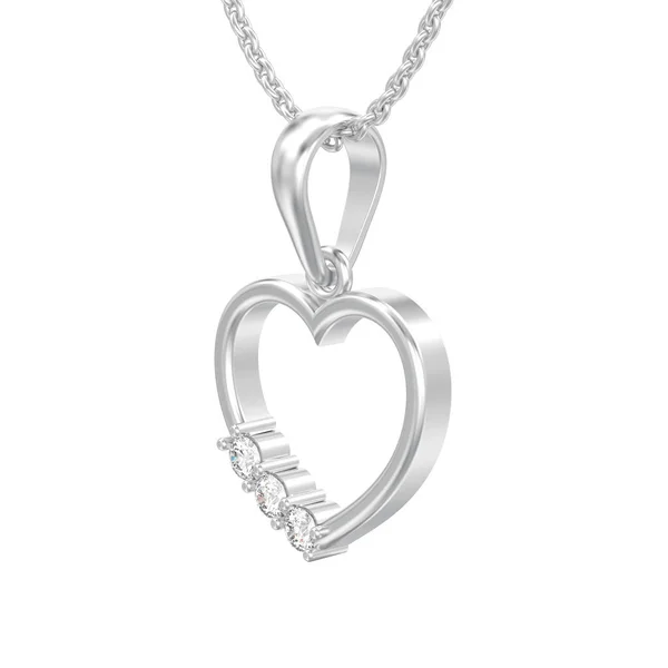 Illustration Isolated Jewelry White Gold Silver Diamond Heart Necklace Chain — Stock Photo, Image