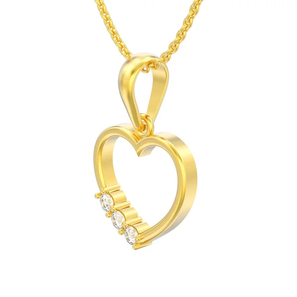 Illustration Isolated Jewelry Yellow Gold Diamond Heart Necklace Chain — Stock Photo, Image