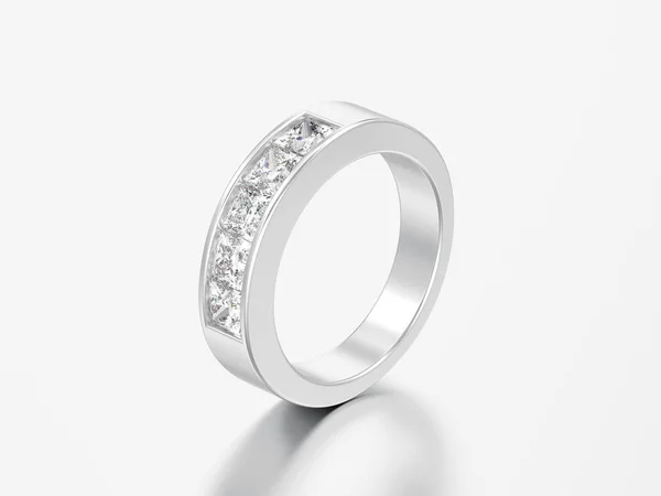 Illustratie Eenvoudige Klassieke Witgoud Zilver Diamond Ring Een Grijze Achtergrond — Stockfoto