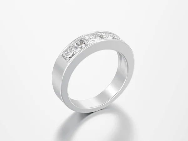 Illustratie Eenvoudige Klassieke Witgoud Zilver Diamond Ring Een Grijze Achtergrond — Stockfoto