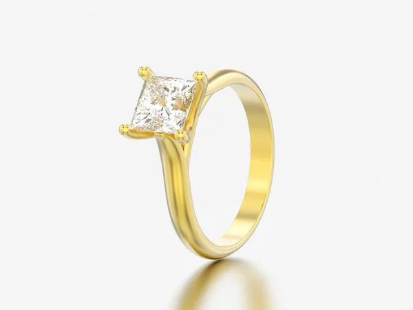 Illustration Gelbgold Verlobungsillusion Gedrehter Ring Mit Diamant Auf Grauem Hintergrund — Stockfoto