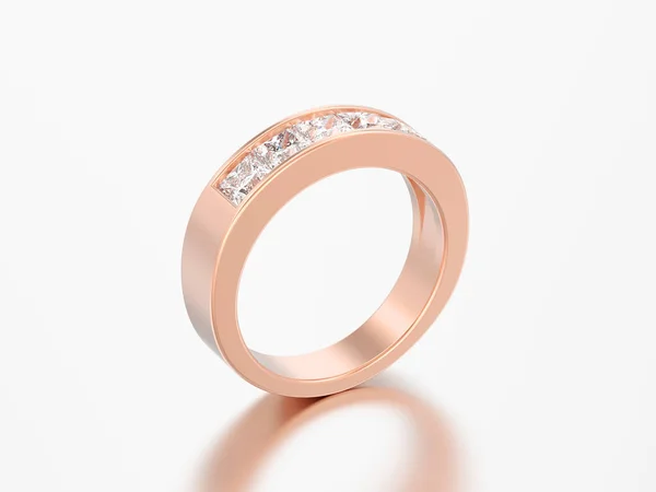 Illustration Simple Bague Classique Rose Diamant Sur Fond Gris — Photo