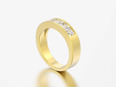 3D çizim basit klasik Sarı Altın Pırlanta Bileklik gri bir arka plan üzerinde