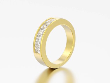 3D çizim basit klasik Sarı Altın Pırlanta Bileklik gri bir arka plan üzerinde