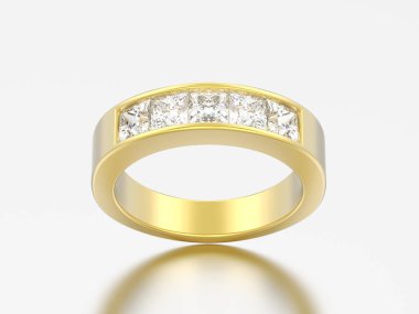 3D çizim basit klasik Sarı Altın Pırlanta Bileklik gri bir arka plan üzerinde