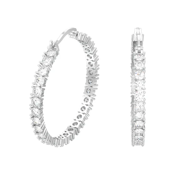 Ilustración Aislada Oro Blanco Plata Pendientes Diamantes Decorativos Con Cerradura — Foto de Stock