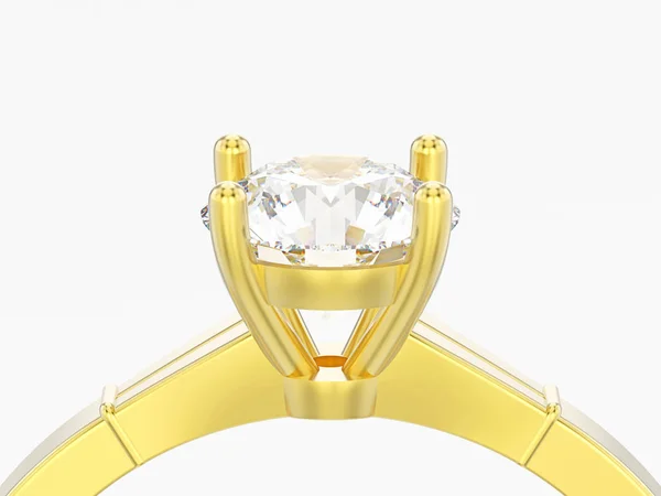 Ilustración Close Anillo Diamantes Compromiso Solitario Tradicional Oro Amarillo Sobre — Foto de Stock