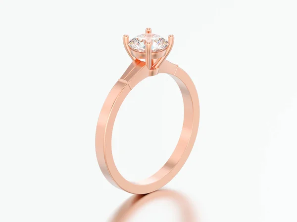Ábrán Piros Rózsa Arany Hagyományos Szoliter Gyémánt Jegygyűrűt Egy Szürke — Stock Fotó