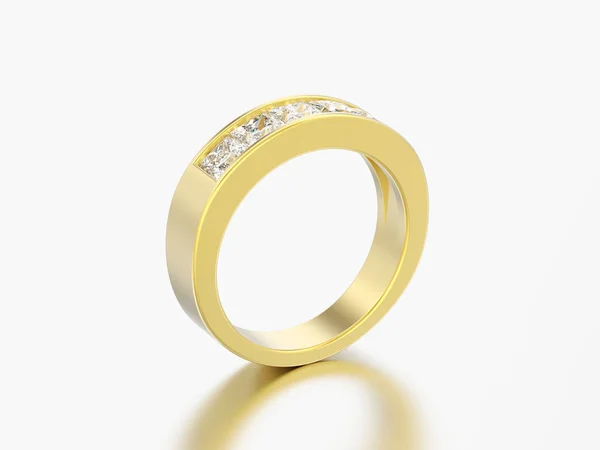 Ábra Egyszerű Klasszikus Sárga Arany Gyémánt Gyűrű Egy Szürke Háttér — Stock Fotó