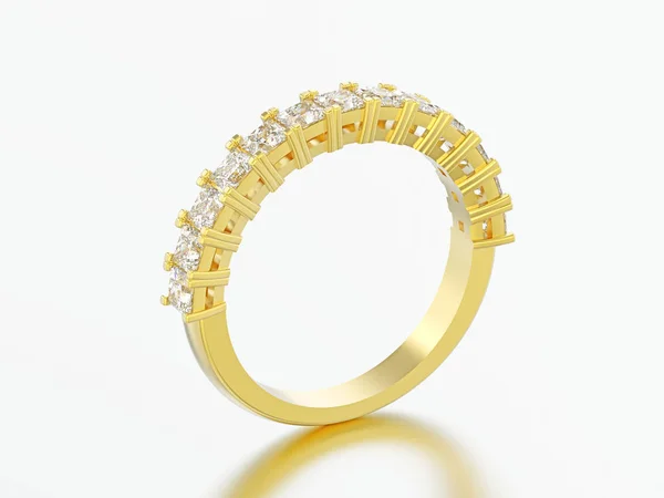 Illusztráció Sárga Arany Örökkévalóság Zenekar Gyémánt Gyűrű Egy Szürke Háttér — Stock Fotó