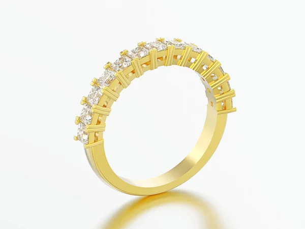 Illustration Bande Éternité Jaune Bague Diamant Sur Fond Gris — Photo