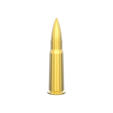 beyaz zemin üzerine altın mermi kartuş 3D illüstrasyon izole