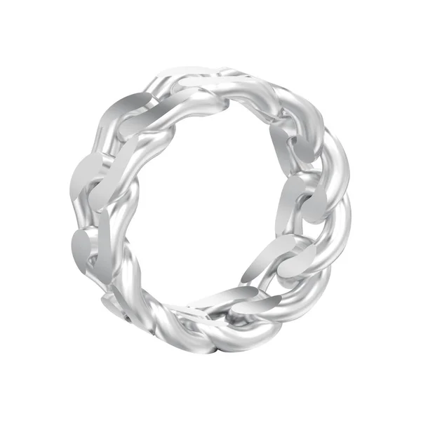 Illustratie Geïsoleerd Wit Goud Zilver Decoratieve Chain Ring Een Witte — Stockfoto