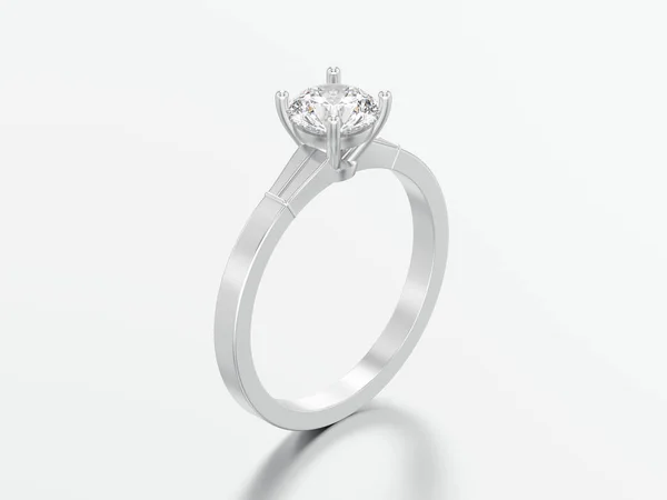 Obrázek Bílé Zlato Nebo Stříbro Tradiční Solitaire Zásnubní Diamantový Prsten — Stock fotografie