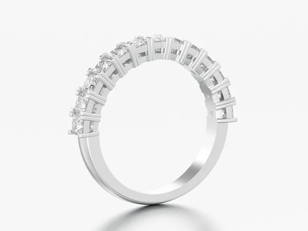 Ilustracja Białe Złoto Lub Srebro Wieczności Zespołu Diamond Ring Szarym — Zdjęcie stockowe