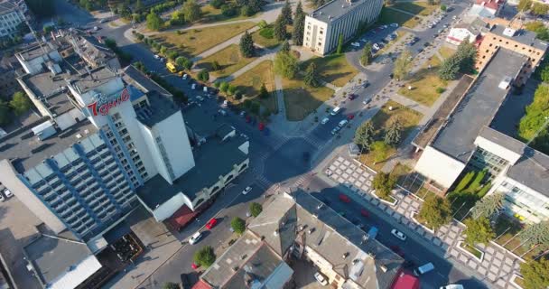 Vista panorámica aérea del dron de la ciudad — Vídeos de Stock