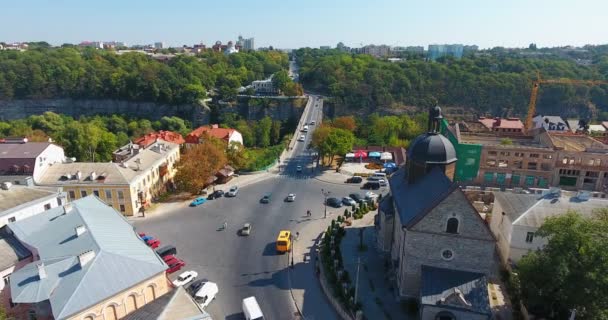 Panoramic Aerial drone view of city — Stock Video