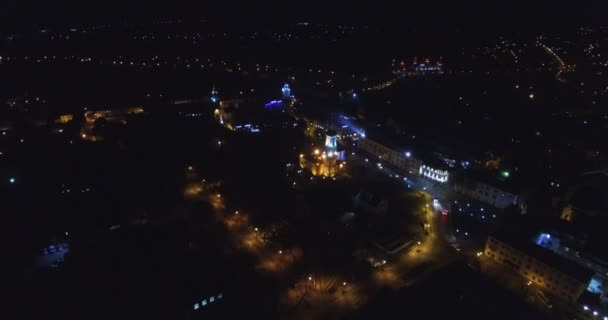 Hermosa Toma Aérea Noche Ciudad — Vídeo de stock