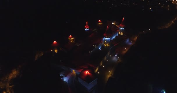 美丽的空中拍摄夜城 — 图库视频影像