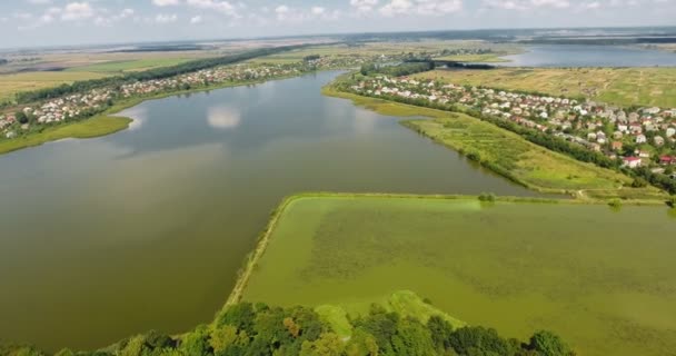 Panoramiczny Widok Lotu Ptaka Małego Miasteczka — Wideo stockowe