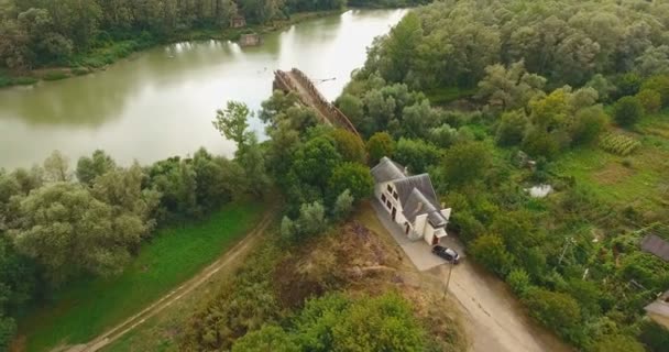 Vista Panorámica Del Dron Aéreo Pequeña Ciudad — Vídeos de Stock