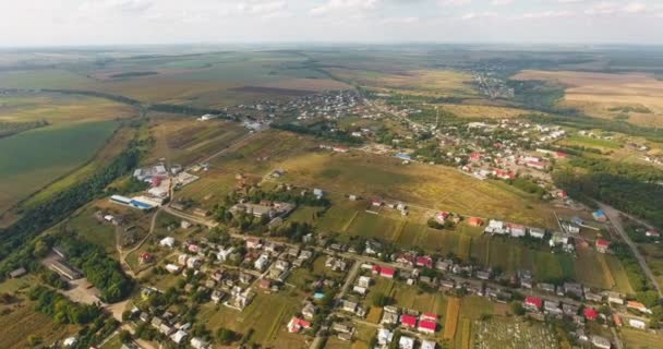 Vista Panorámica Del Dron Aéreo Pequeña Ciudad — Vídeos de Stock