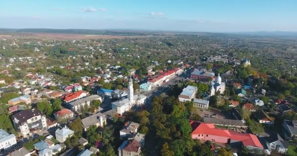 Vista Panorámica Del Dron Aéreo Pequeña Ciudad — Vídeo de stock