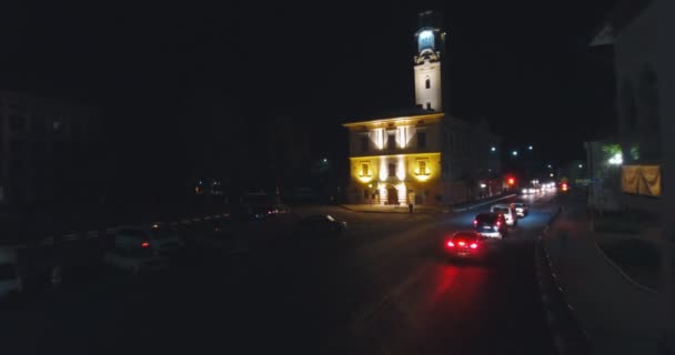 Vue Aérienne Nuit Petite Ville — Video