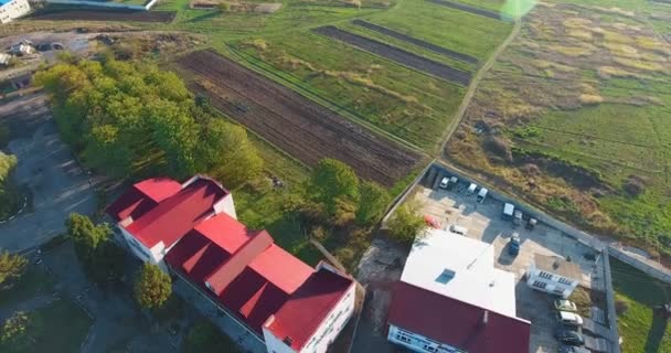 Vista Panorámica Del Dron Aéreo Pequeña Ciudad — Vídeos de Stock