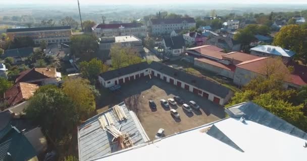 Panoramic Aerial Drone View Small Town — Stock Video