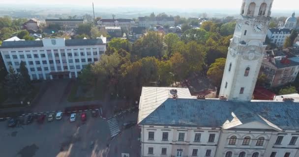 Panoramic Aerial Drone View Small Town — Stock Video