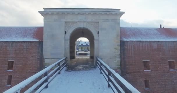 Winter Aerial Drone View Small Town — Stock Video