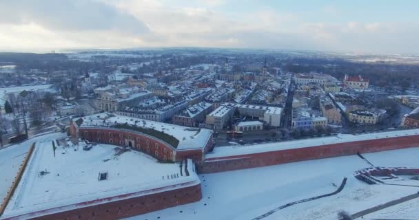 Zimowa Antena Drone Widok Małego Miasteczka — Wideo stockowe