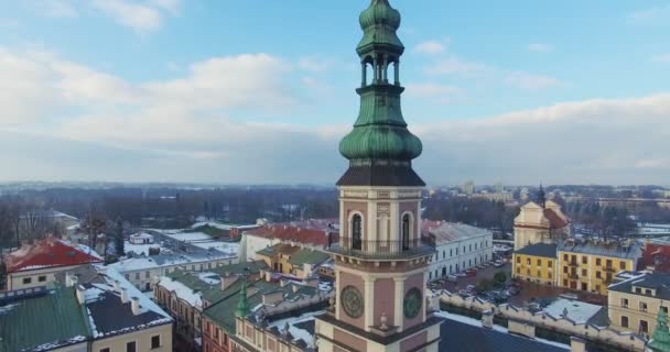 Zimní Vzdušný Výhled Malé Město — Stock video