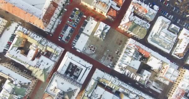 Vue Aérienne Hiver Sur Drone Petite Ville — Video