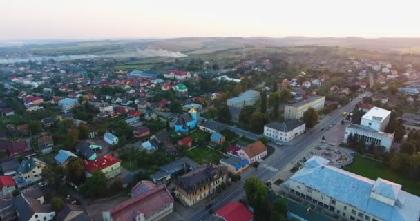 Panoramiczny Widok Lotu Ptaka Małego Miasteczka — Wideo stockowe