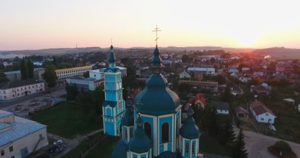 Vue Panoramique Sur Drone Aérien Petite Ville — Video