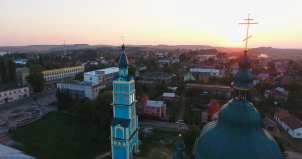 Vista Panorámica Del Dron Aéreo Pequeña Ciudad — Vídeo de stock